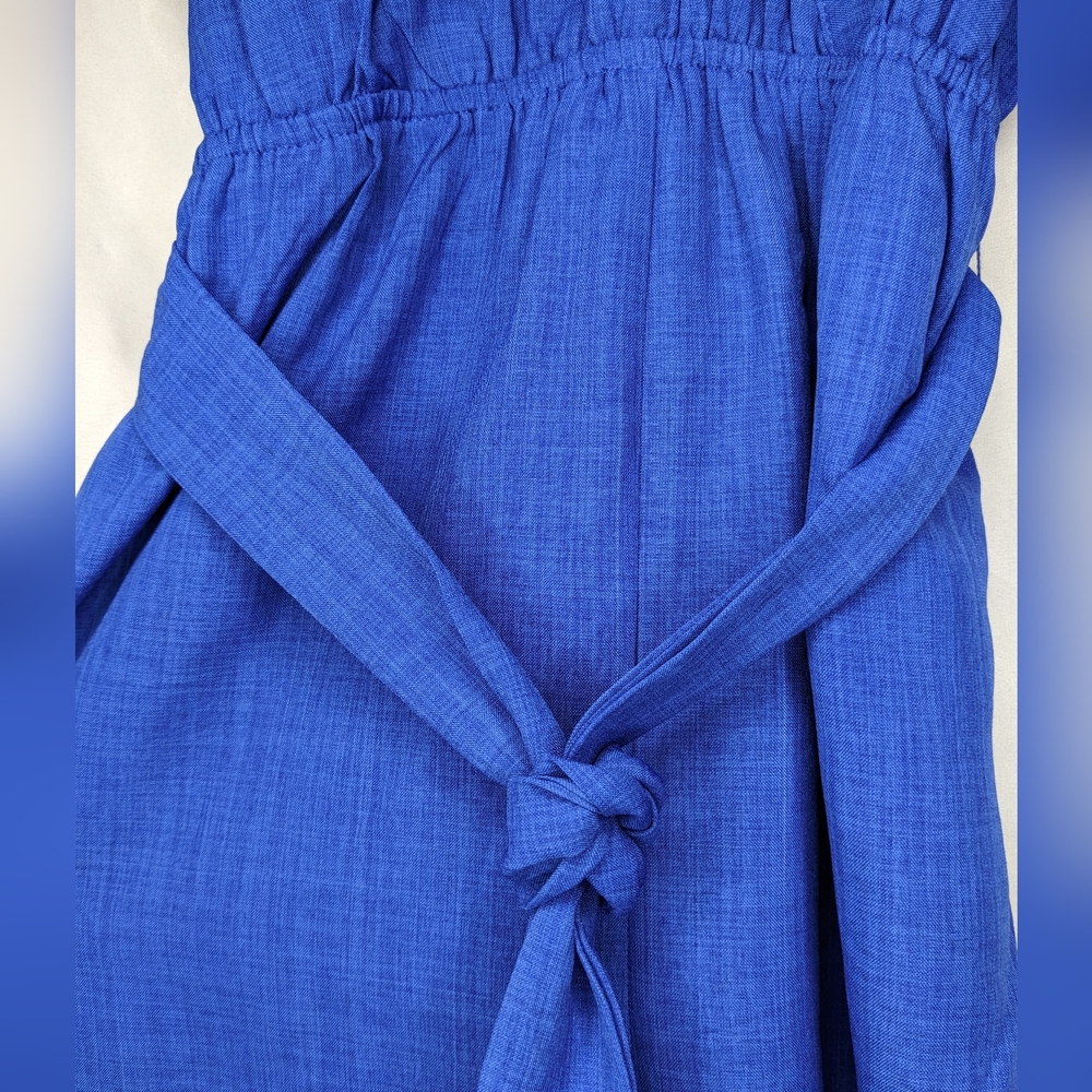 Flying Tomato Cobalt Blue Surplice Wide Leg Belted Jumpsuit, XS - Picture 5 of 10